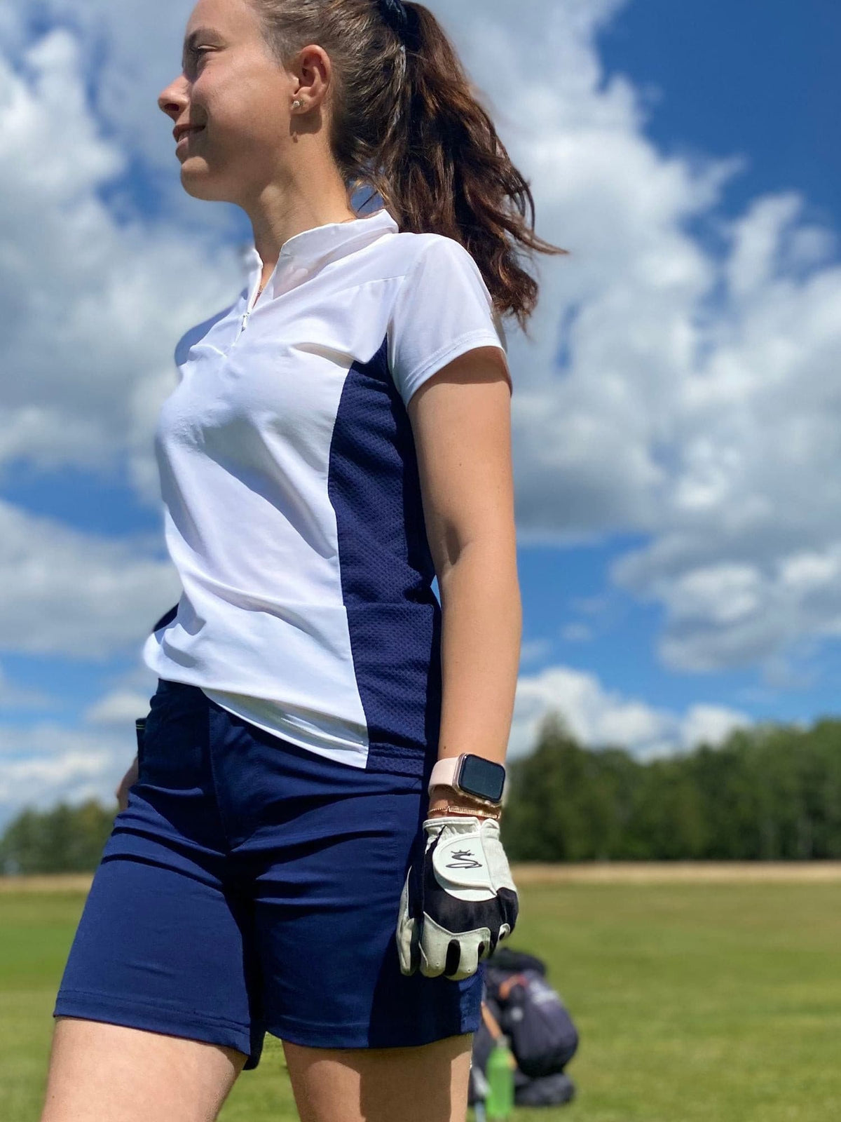 Women's Navy High Waist Golf Shorts