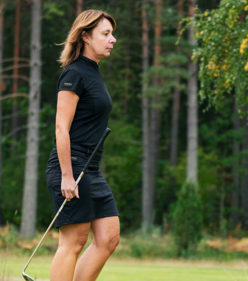 Althea Damen Golf Top Schwarzes Reißverschlusshemd mit Reißverschluss