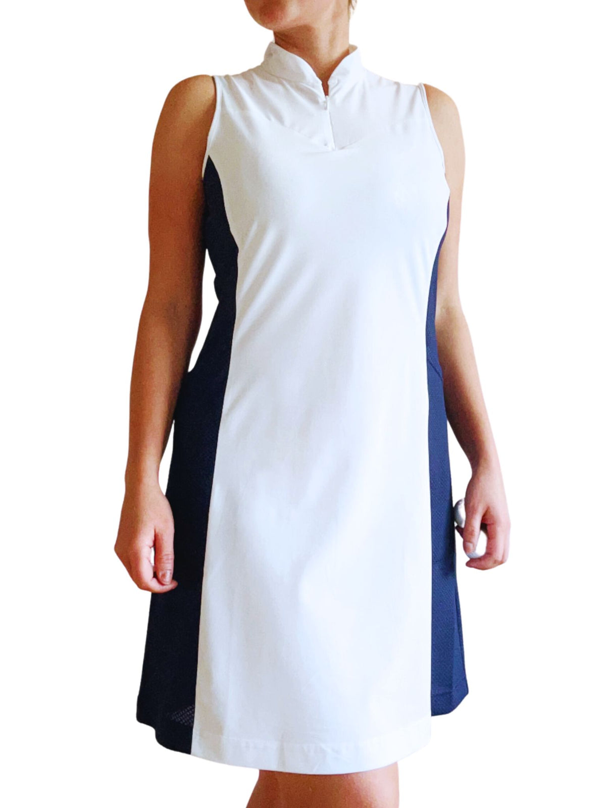 Golf Dress Stylish & Comfy Luxurious Dress White With Blue Mesh