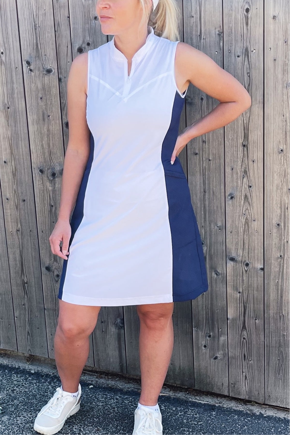 Golf dress nice and luxurious golf dress White & Blue Mesh – INDRA  Sportswear